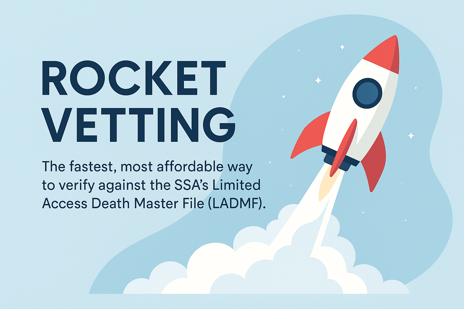 Illustration of secure data verification process with Rocket Vetting